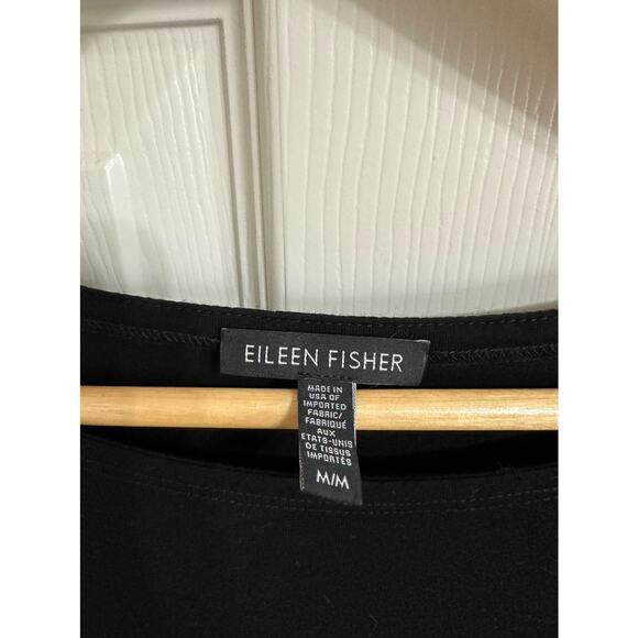 Eileen Fisher jersey tee short sleeve black‎ dress size Medium #F5VF - Picture 3 of 5